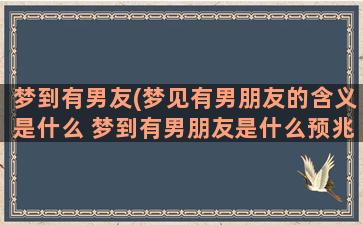 梦到有男友(梦见有男朋友的含义是什么 梦到有男朋友是什么预兆解梦)